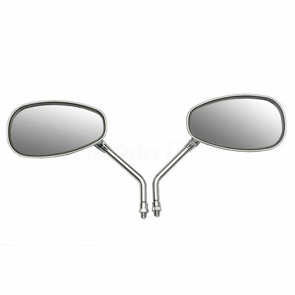 Chrome Motorcycle Oval Rearview Side Mirrors 10mm for Cruiser Chopper