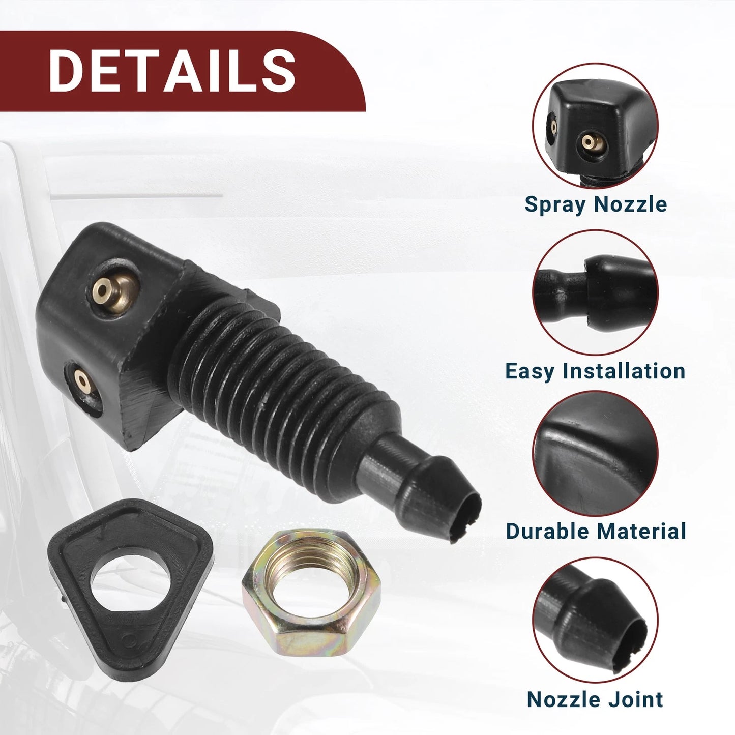 Windshield Washer Nozzle 1x for GMC Front with Hose and Connectors