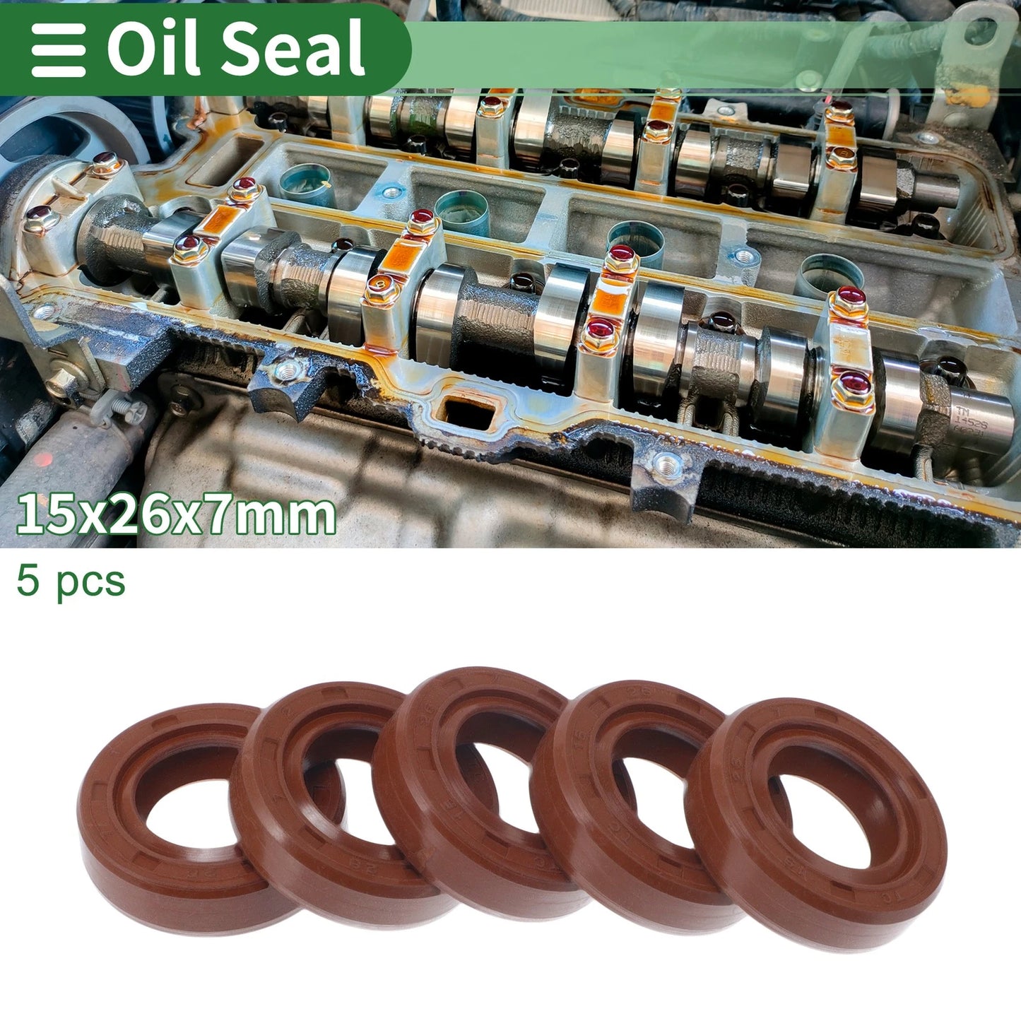 Oil Seal / 15x26x7mm / Seal Ring Rotary Shaft Seal FKM Rubber for Make Model