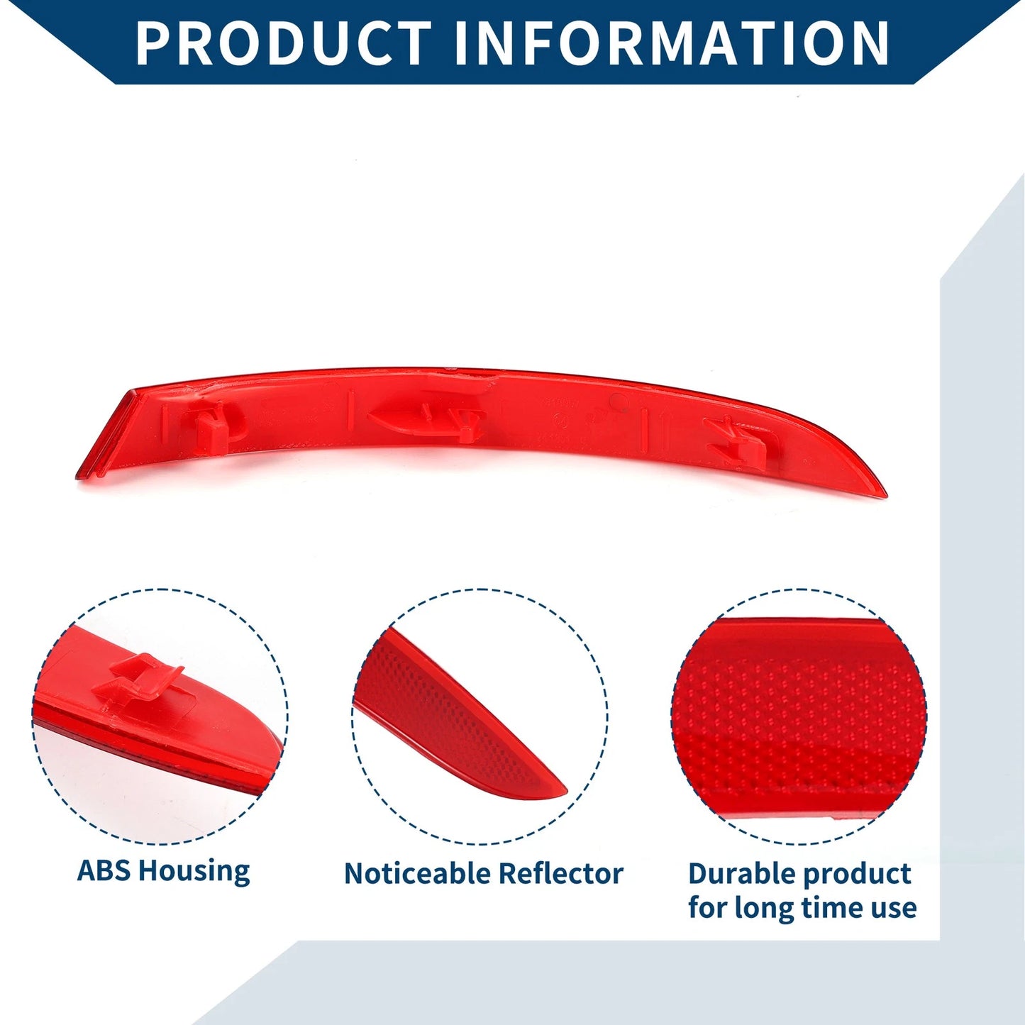 Bumper Reflector for BMW 535i GT 2014-2017 Red 1 x Rear Left