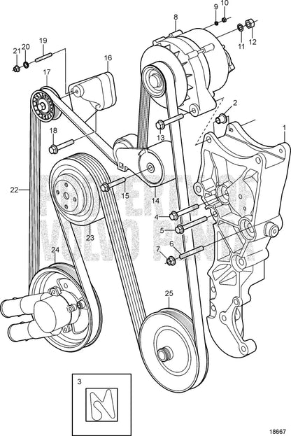 New Serpentine Alternator Water Pump Belt for Volvo Penta 4.3L/5.0L/5.7L