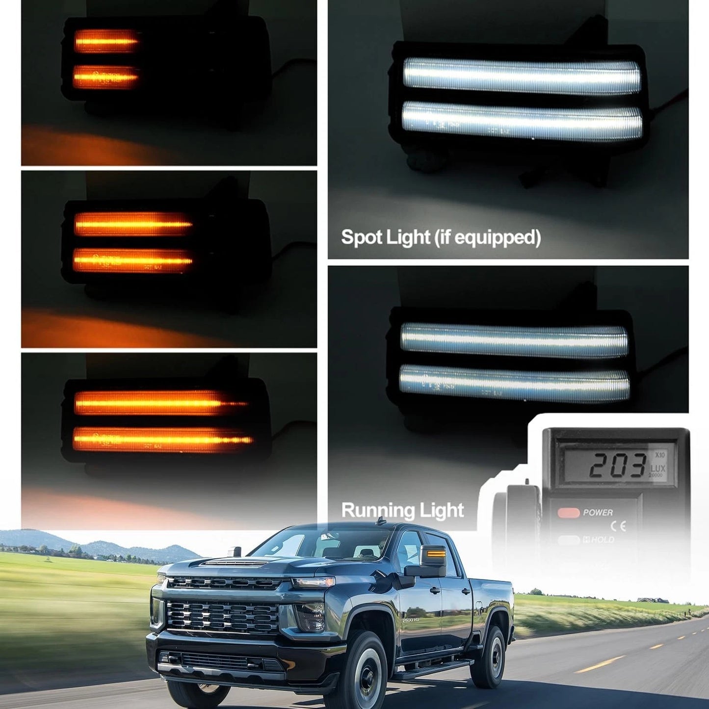 LED Sequential Mirror Turn Signal Light for Chevy/GMC 2500HD/3500HD (2020–2024)