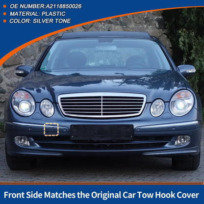 Front Car Bumper Tow Hook Cover for Mercedes-Benz (2003-2012) Silver Tone