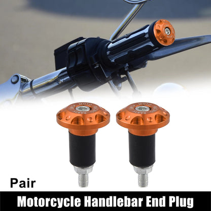 Pair 7/8 22mm Motorcycle Hand Grips End Caps Aluminum Orange for Motorcycle