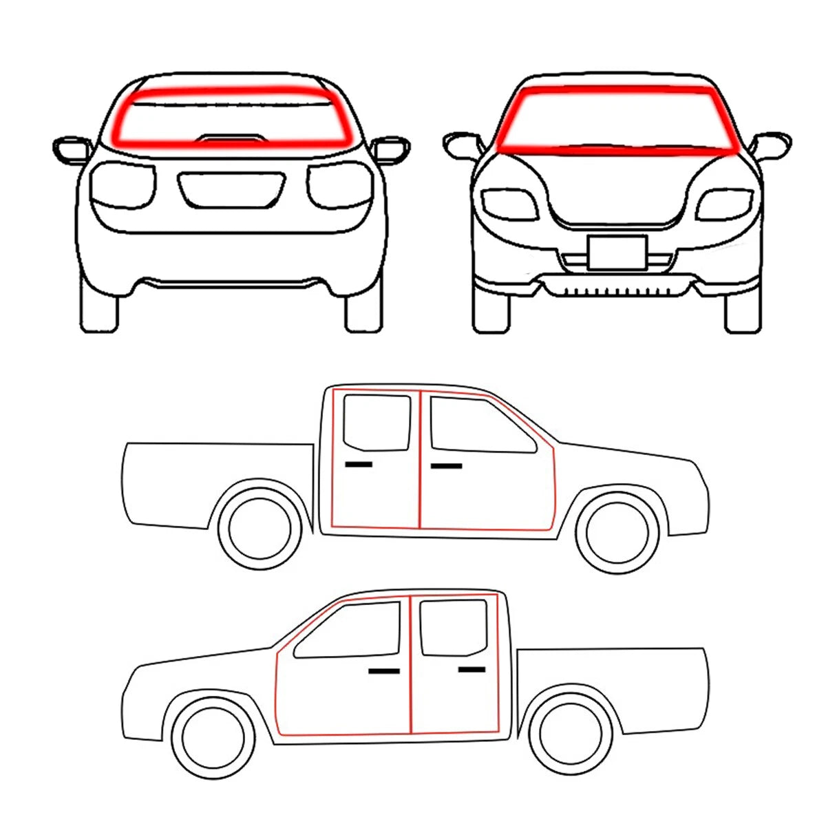 Complete Weatherstrip 6 Pcs for Toyota Hilux 4D 1988-1997