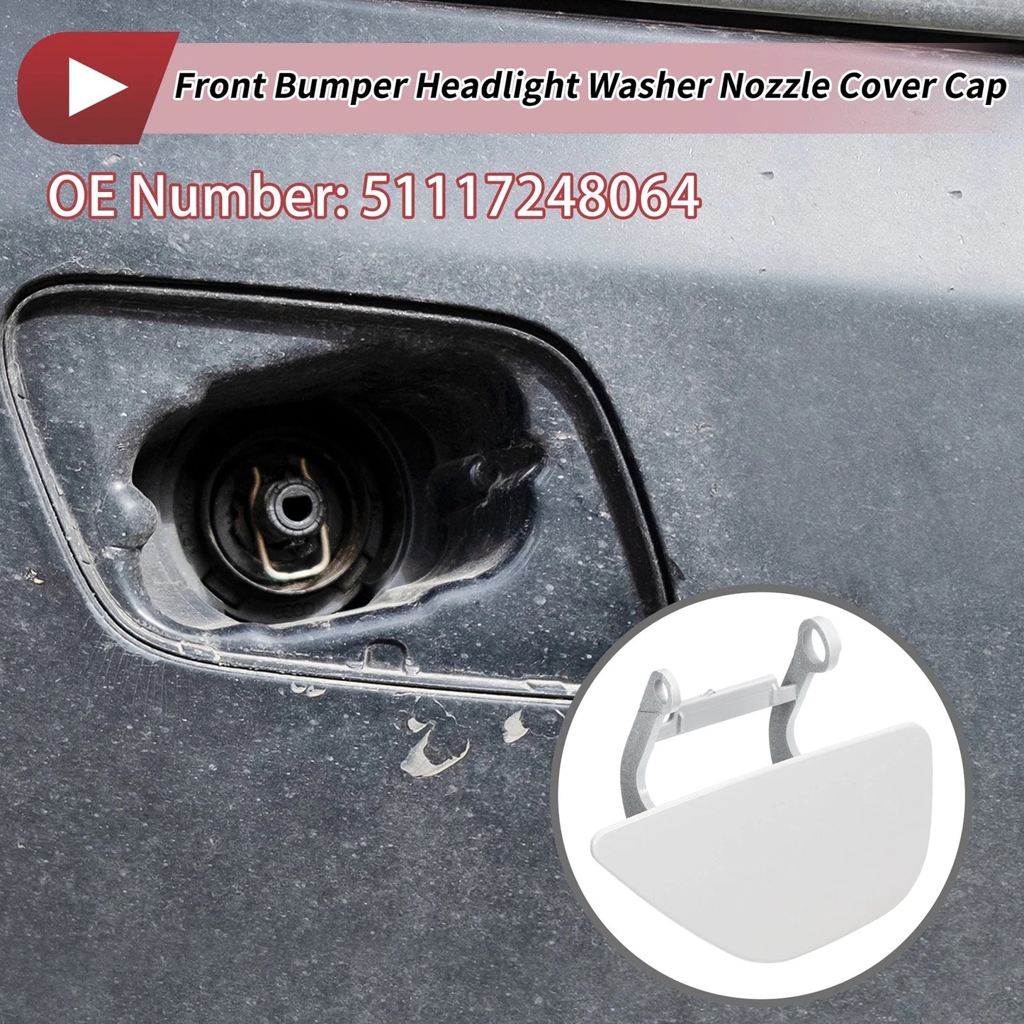Front Right Washer Nozzle Cover for BMW 535i GT (2010-2017) White