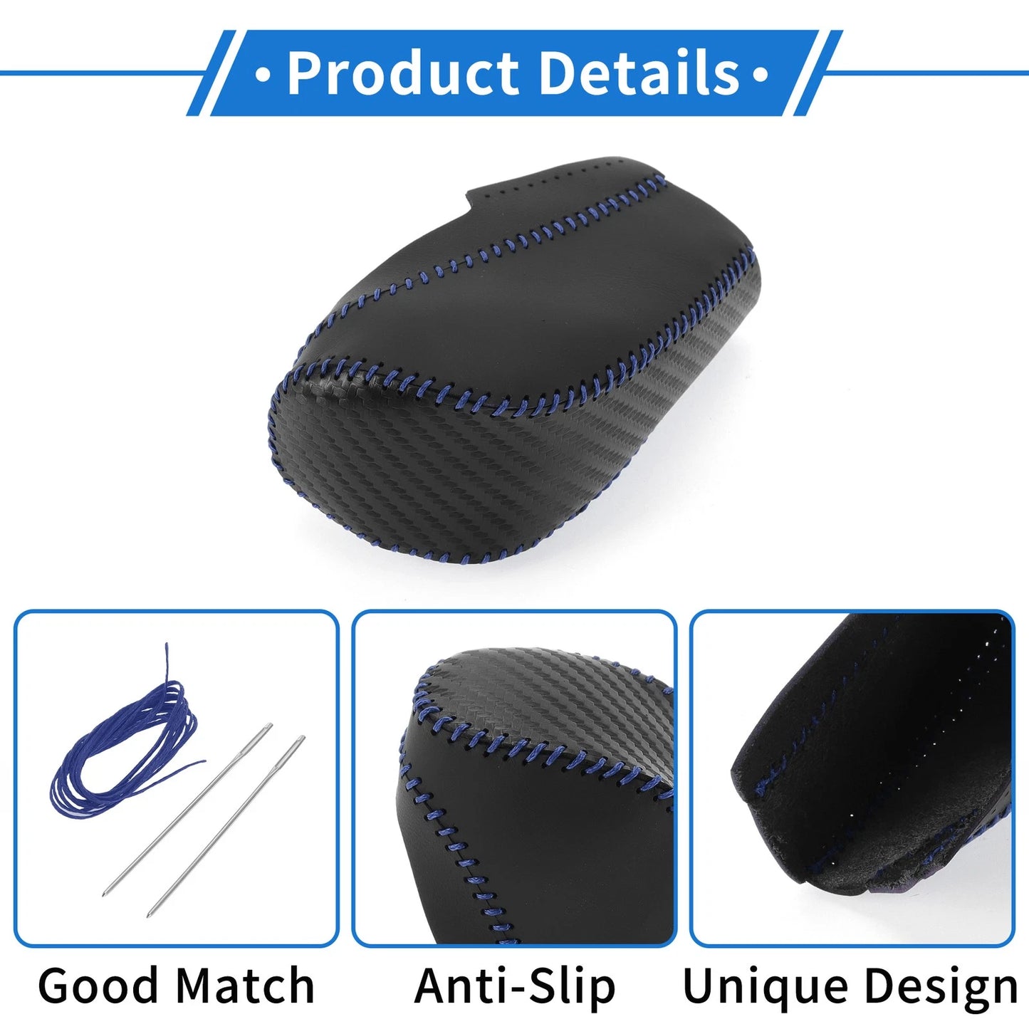 Gear Shift Knob Cover for Chevrolet Cruze (2011-2015) Black Carbon Fiber Blue