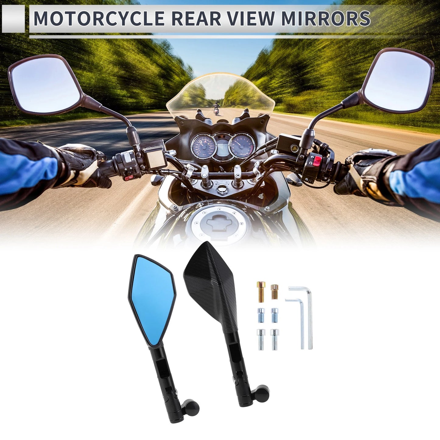 M8/M10 1 Set Motorcycle Rear View Mirrors for Make Model