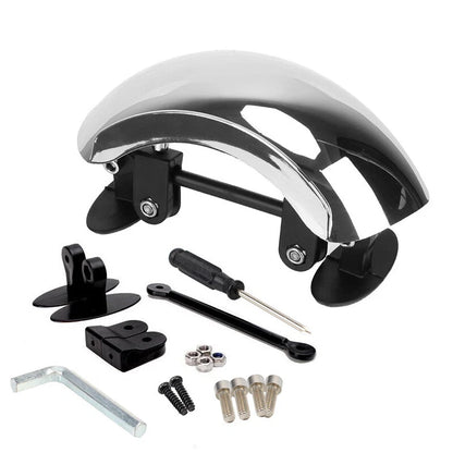 Silver Motorcycle Rearview Mirror 180° Wide Angle for Adjustable Windscreen