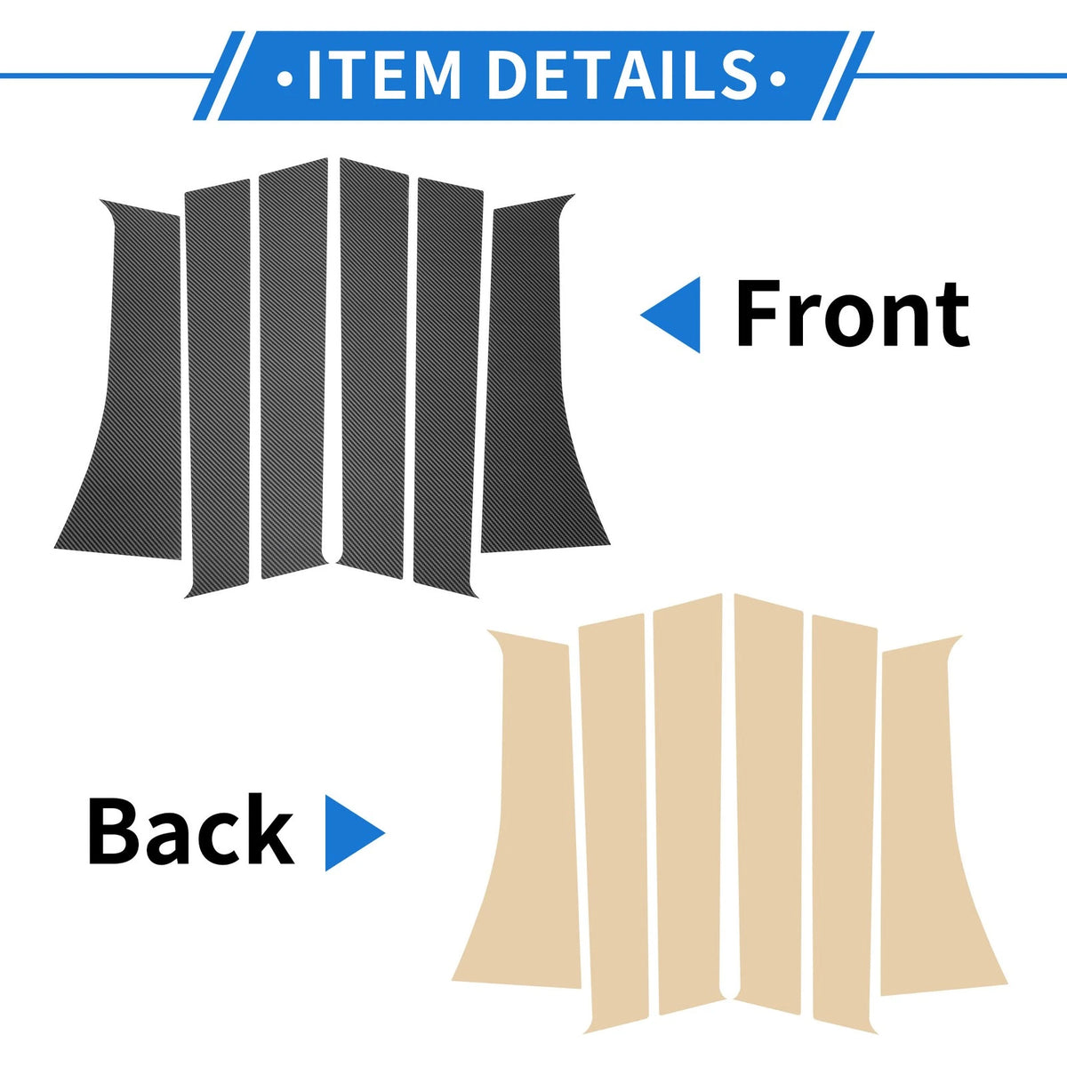6 Pcs Door Pillar Window Trim Carbon Fiber for Mitsubishi Xpander (2018-2023)