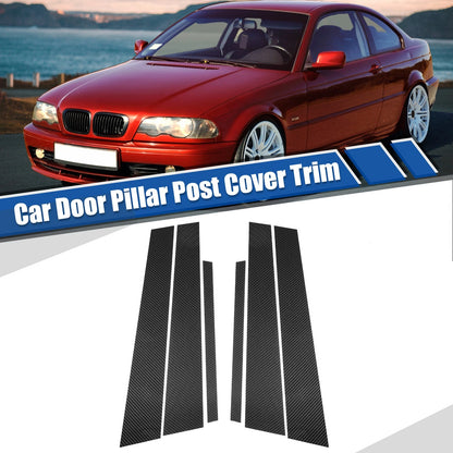 Gloss Carbon Pattern Car Door Window Pillar Post Covers for BMW 3 Series (1998-2006)