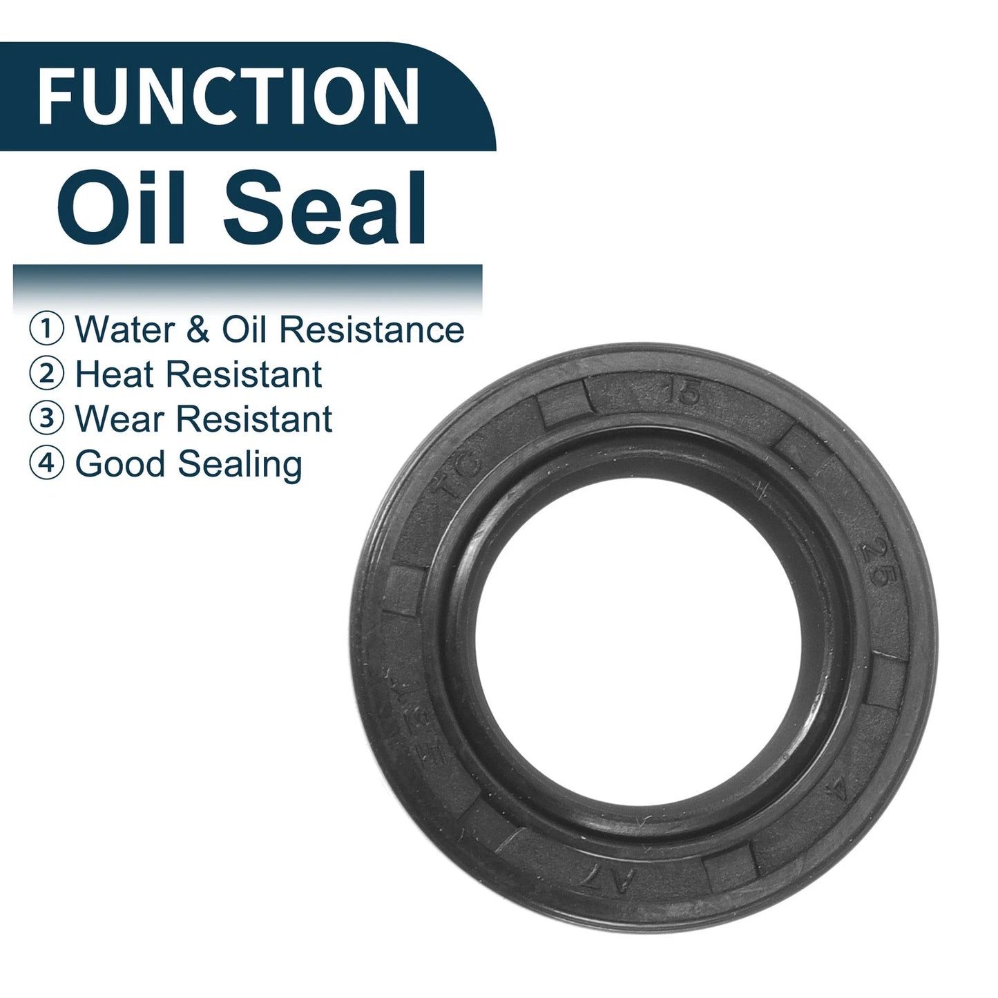 Oil Seal Rotary Shaft Seal NBR Rubber 15x25x4mm Black 5Pcs