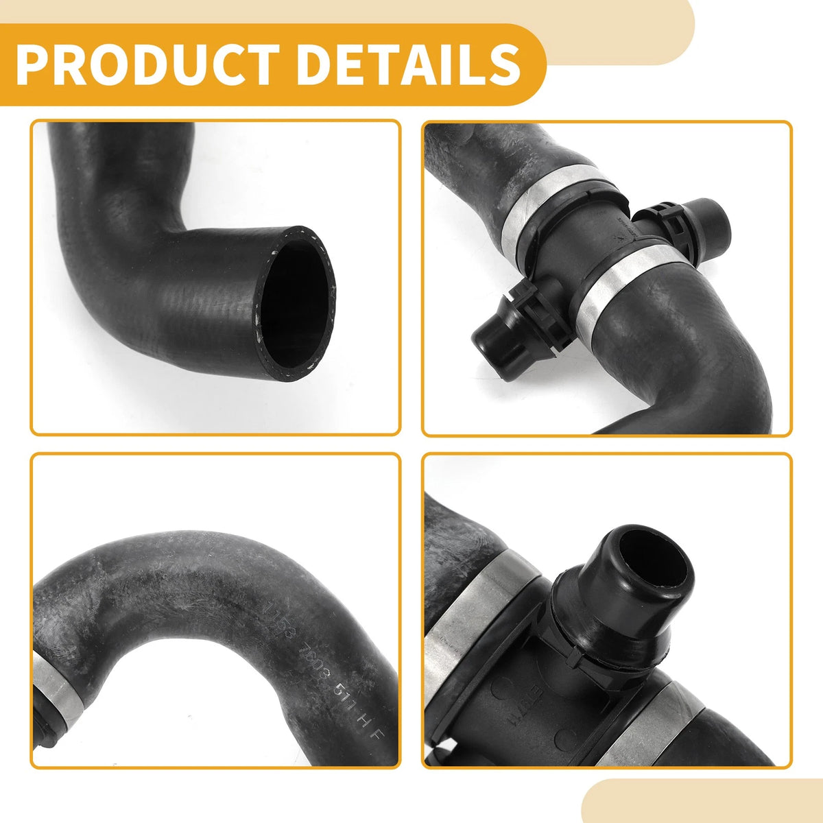 Heater Hose for BMW 528i xDrive 2.0L Rubber Black (2012-2014) 1 x Pcs