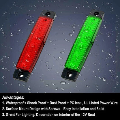 2 x 3.8" Marine Boat Bow LED Navigation Lights Red/Green for All Models