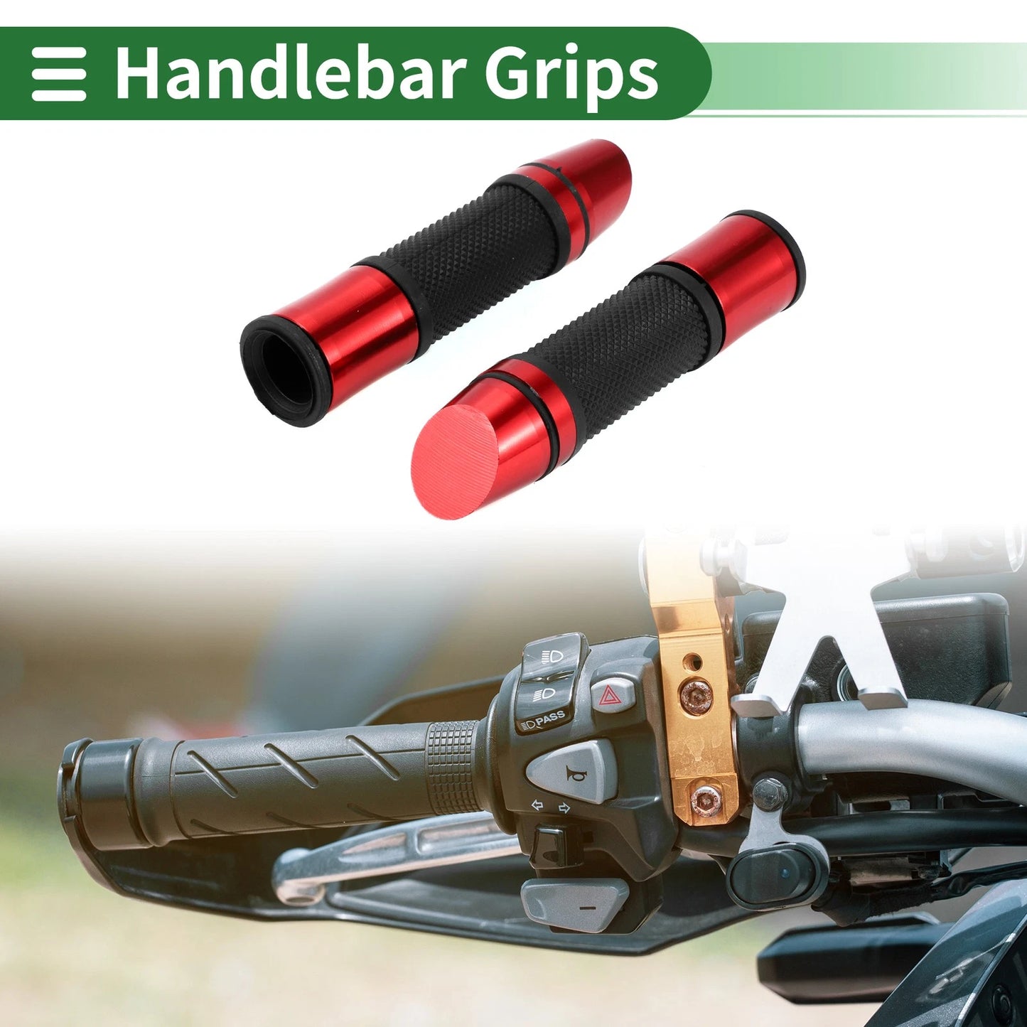 7/8" 22mm Hand Grips Cover End Grips Aluminum Alloy Red for Motorcycle