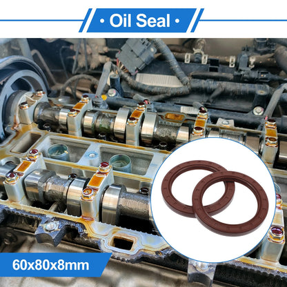 Oil Seal 60x80x8mm Brown 2x Shaft Seal FKM Rubber for MakeModel