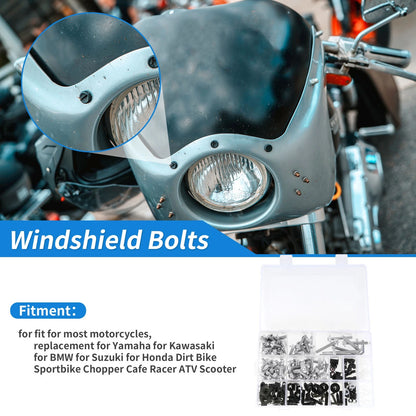 Bolts Windshield for Yamaha Aluminum Rubber Silver Tone