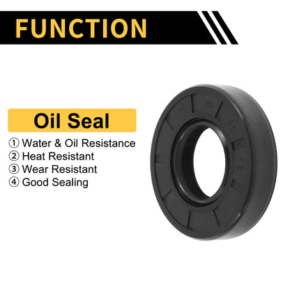Oil Seal Rotary Shaft Seal NBR Rubber 25x52x12mm Black 5 Pcs for Car
