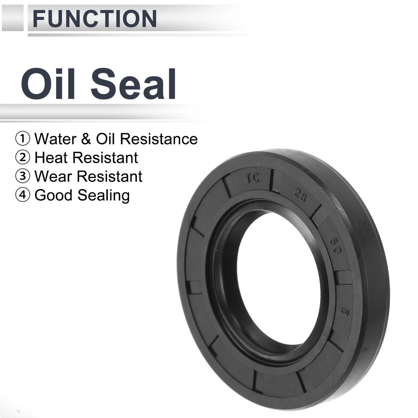 Oil Seal 28x50x8mm Black 5 Pcs Rotary Shaft Seal TC Seal Ring Nitrile Rubber