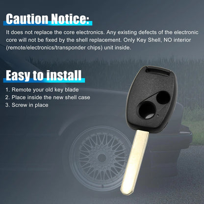 Uncut Key Remote Shell Replacement for Honda Civic, Accord (2001-2005)