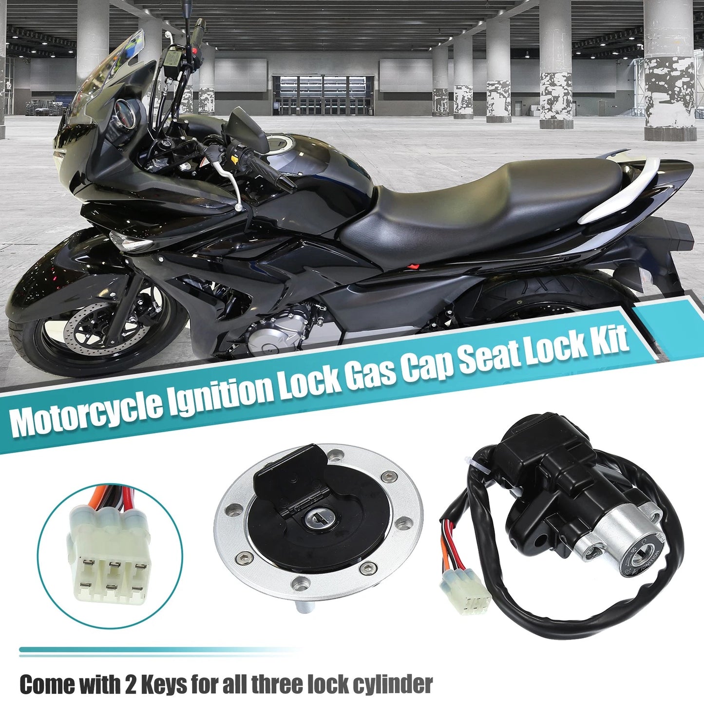 Ignition Switch Gas Cap Seat Lock w/ Key for Suzuki GSXR600