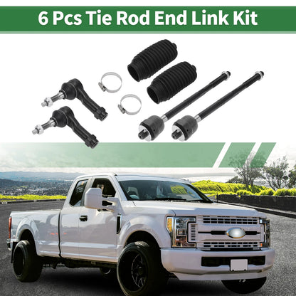 6 Pcs Front Suspension Kit Tie Rod Ends & Boots for Ford F-150 (2004-2023)