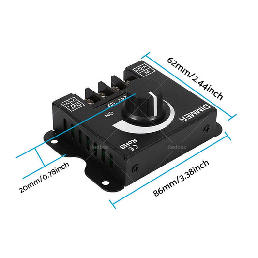 12V-24V Metal LED Strip Light Dimmer Controller for Various Models (N/A)