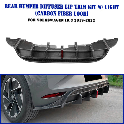 Rear Bumper Diffuser Lip with LED Light for VW ID.3 (2019-2022)