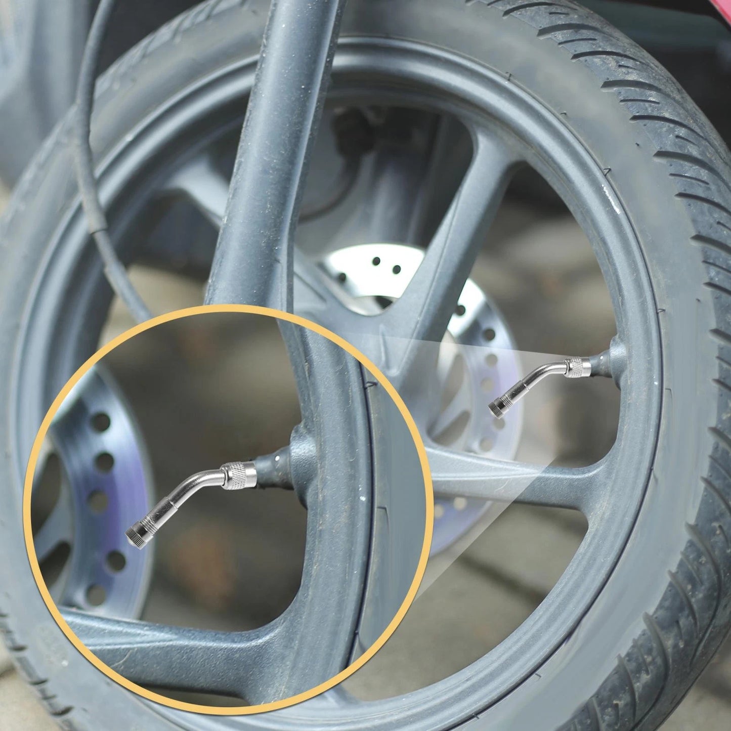 4 Pcs Valve Stem Extenders Silver Tone for Car Motorcycle