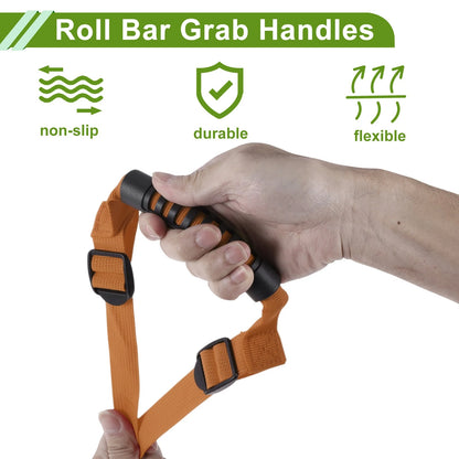 Orange Roll Bar Grab Handles for Jeep Wrangler (1987-2021)