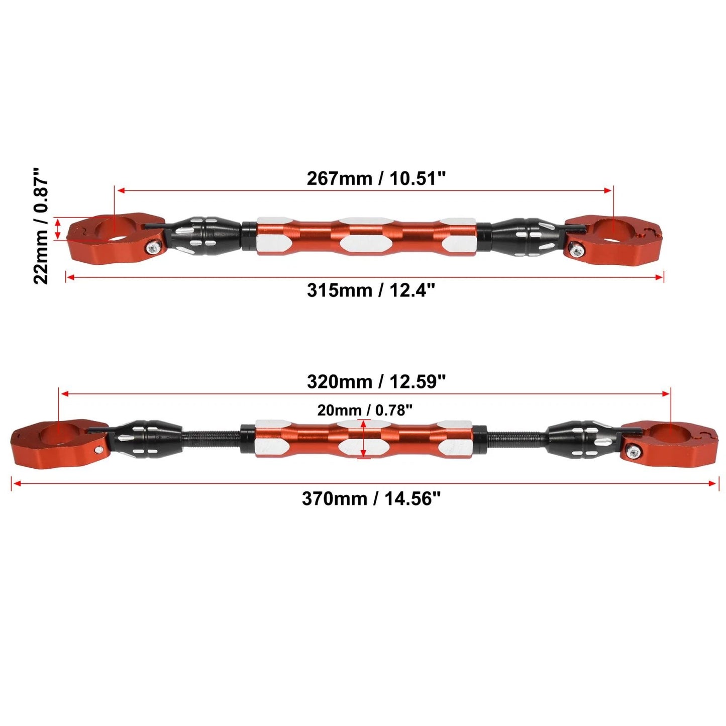 Set Universal 22mm Orange Balance Bar Crossbar Handlebar for Motorcycle