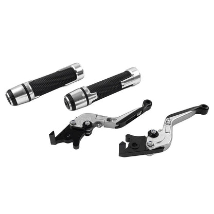 Silver Extendable Brake Clutch Levers & Grips for BMW F650GS (2002-2007)