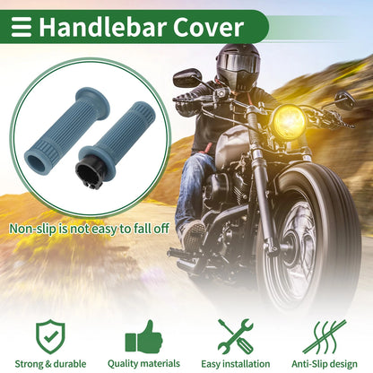 25mm Motorcycle Hand Grips Handlebar Grips TPU Gray Blue for Make Model