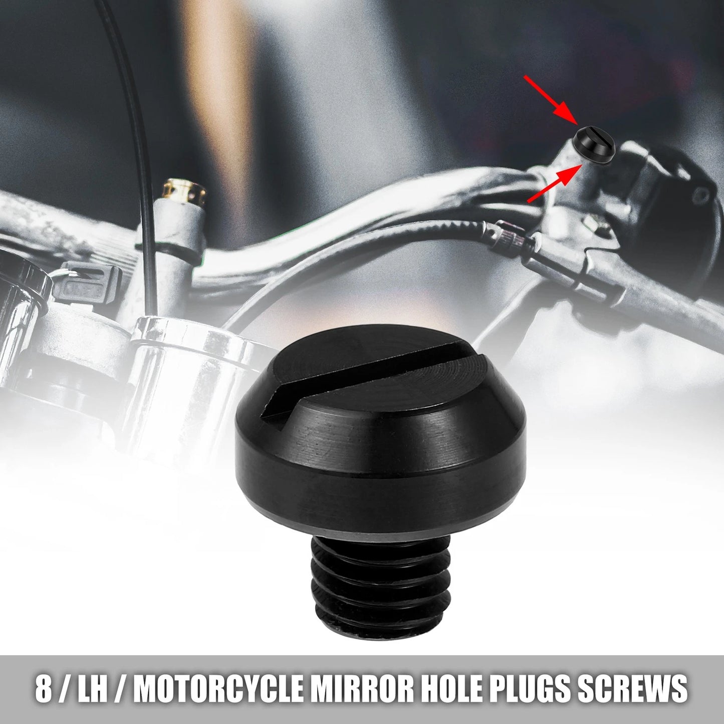 Mirror Hole Plugs / M8 / Screws Mirrors Caps Negative Black for Universal