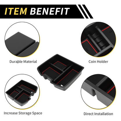 Center Console Organizer Tray for Chevy Silverado 1500, GMC Sierra Black Red