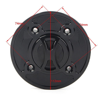 CNC Blue Fuel Gas Tank Cap Keyless for Kawasaki Ninja 400, 650, Z900, Versys 1000