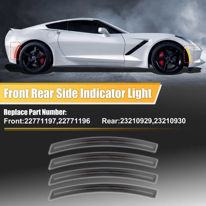 4x Smoke Lens LED Side Marker Light Red Amber for Chevy Corvette C7(2014-2019)