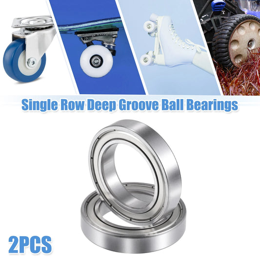 2 x 30x47x9mm Single Row Deep Groove Ball Bearings Silver Tone for Car