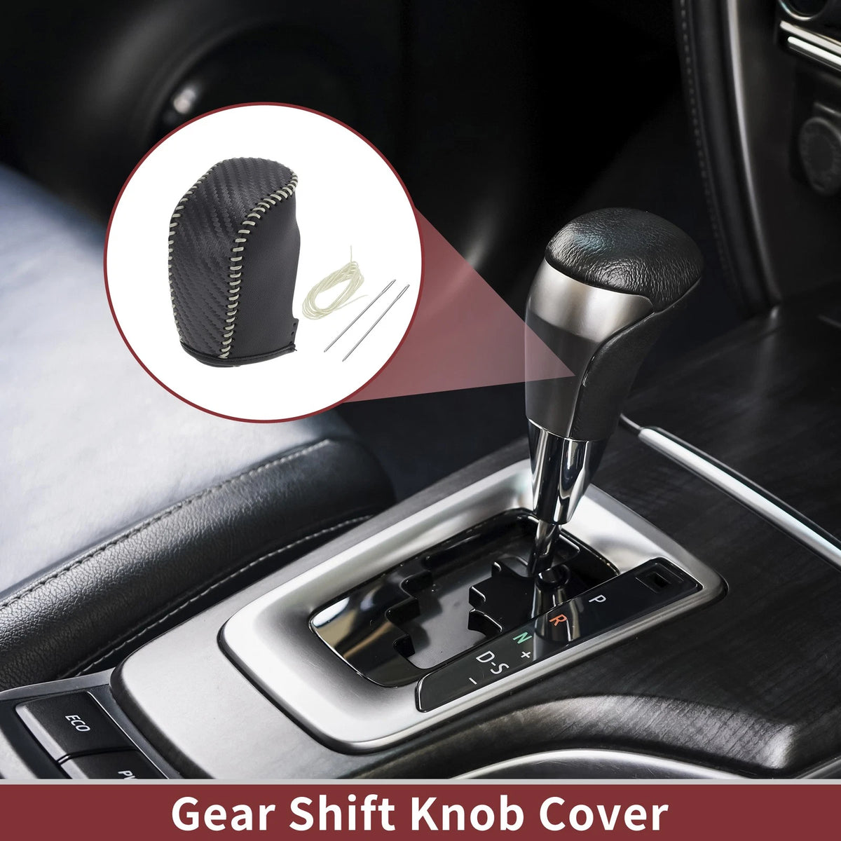 Gear Shift Knob Cover for Hyundai Sonata 2011-2014 Black Beige Faux Leather