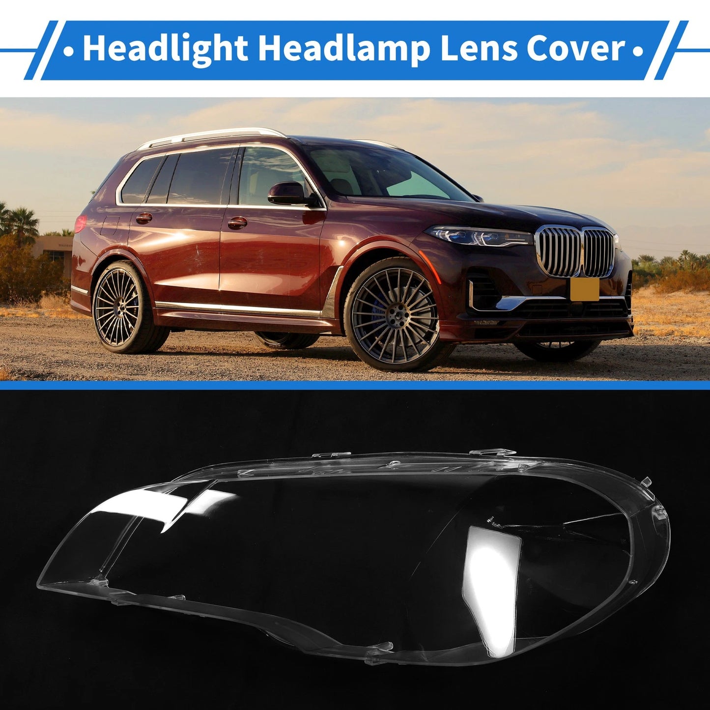 Car Front Left Headlight Lens Cover for BMW X5/E70 (2008-2013)