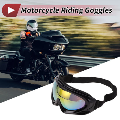 Motorcycle Riding Goggles Red Yellow Lens Black Frame PC TPU Cycling Sunglasses
