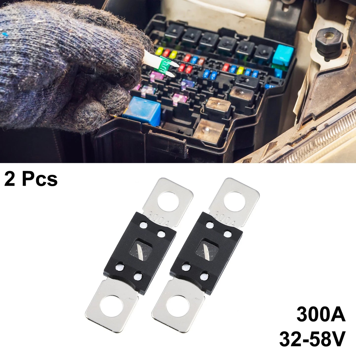 Fuse / 2x 300A 32V / Fuse Holder for Automotive Truck Motorcycle Boat Audio CD