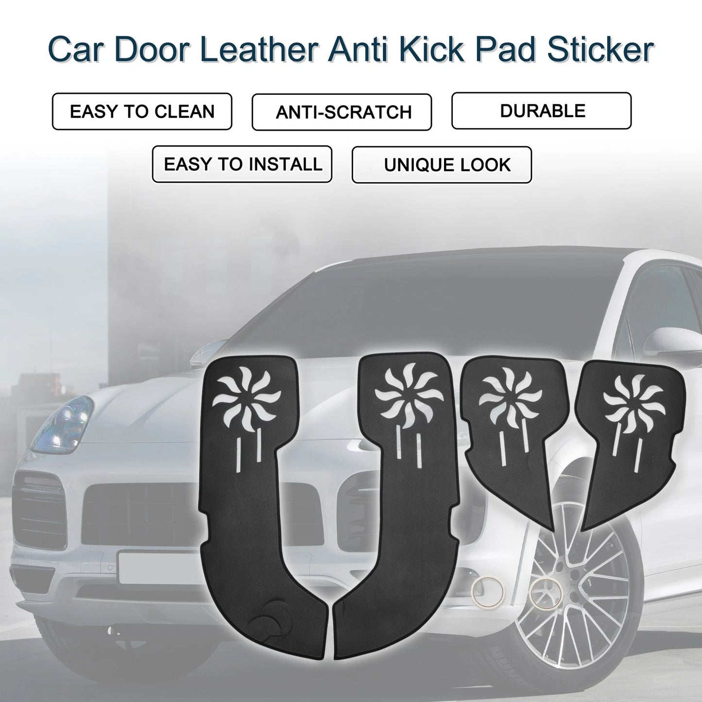Leather Anti Kick Pad Sticker for Porsche Cayenne (2010-2015) Black