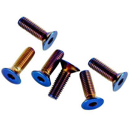 6 x Flat Head Burnt Titanium Blue Steering Wheel Bolts for Boss Kit