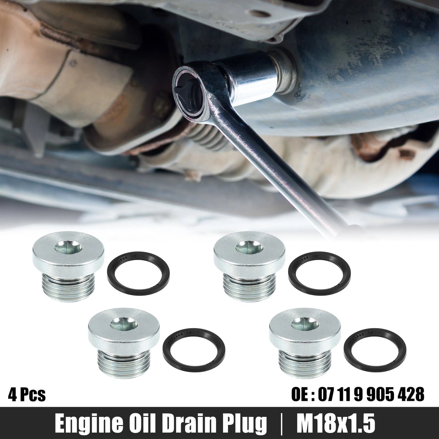 4 Pcs M18x1.5 Steel Engine Oil Drain Plug Screws for BMW 545i 550i (2006-2010)