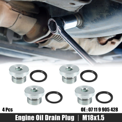 4 Pcs M18x1.5 Steel Engine Oil Drain Plug Screws for BMW 545i 550i (2006-2010)