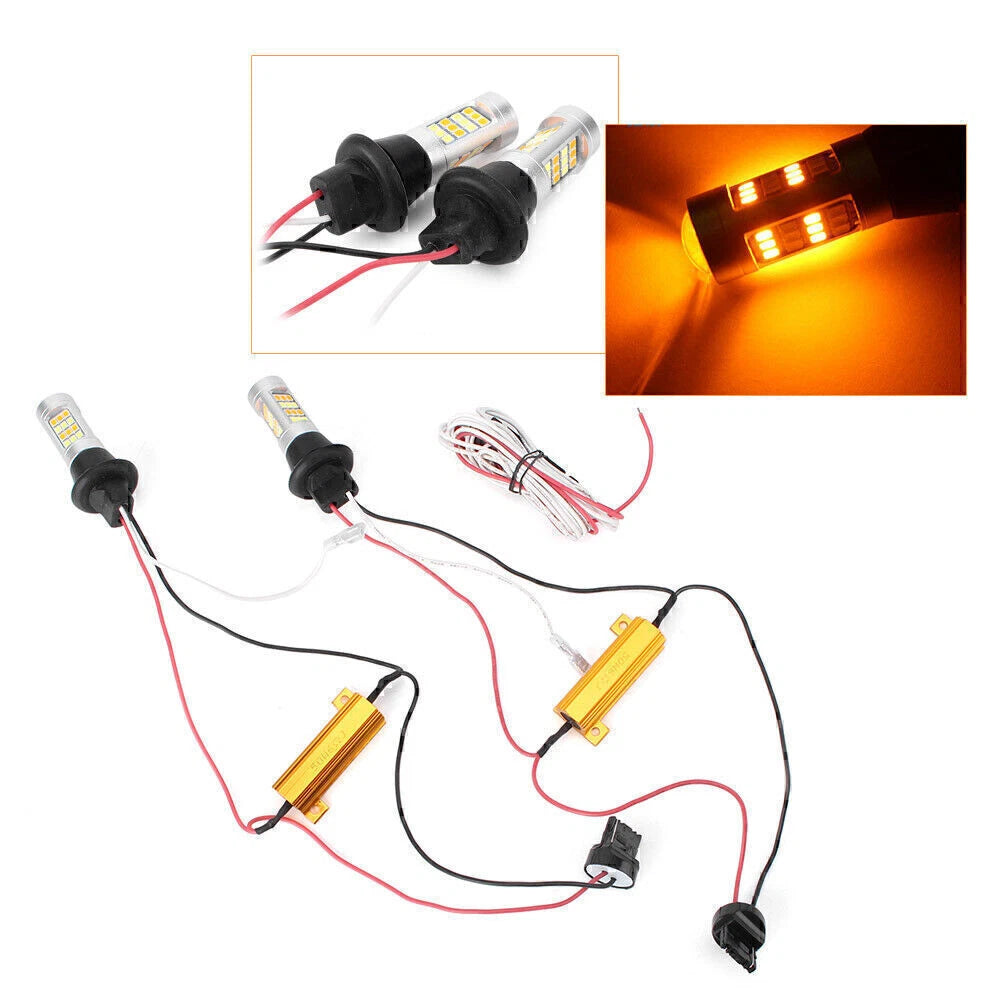 T20 7440 42-2835 50W Dual-Color Switchback DRL Turn Signal Lights for Car