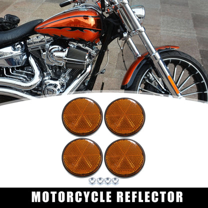 4 x M6x1.0 Orange Motorcycle Round Screw-on Reflective Warning Reflectors