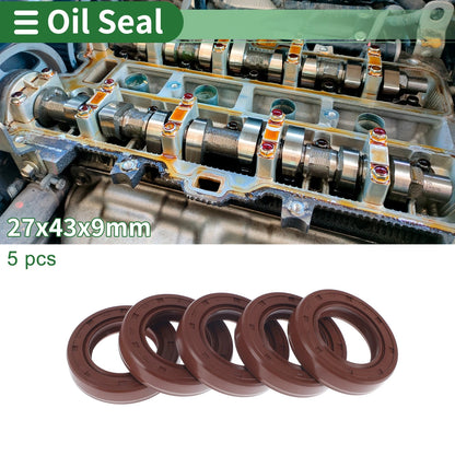 Oil Seal / 27x43x9mm / Seal Ring Rotary Shaft Seal FKM Rubber / 5 x Brown