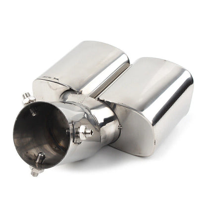 Dual Exhaust Pipe Tail Muffler Tip for Car - Chrome Throat Tailpipe